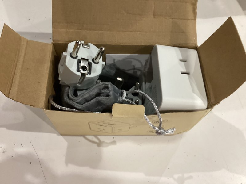 Condition photo showing As Is for tessan all european uk travel plug adapter kit, international detachable with 3 outlet 3 usb charger (1 usb c), type c/g/e/f eu ireland power adaptor, us to europe italy spain france greece | 3 outlets 3 usb ports (1 usb c), type c/g/e/f eu ireland power adaptor, us to europe italy spain france greece white/grey