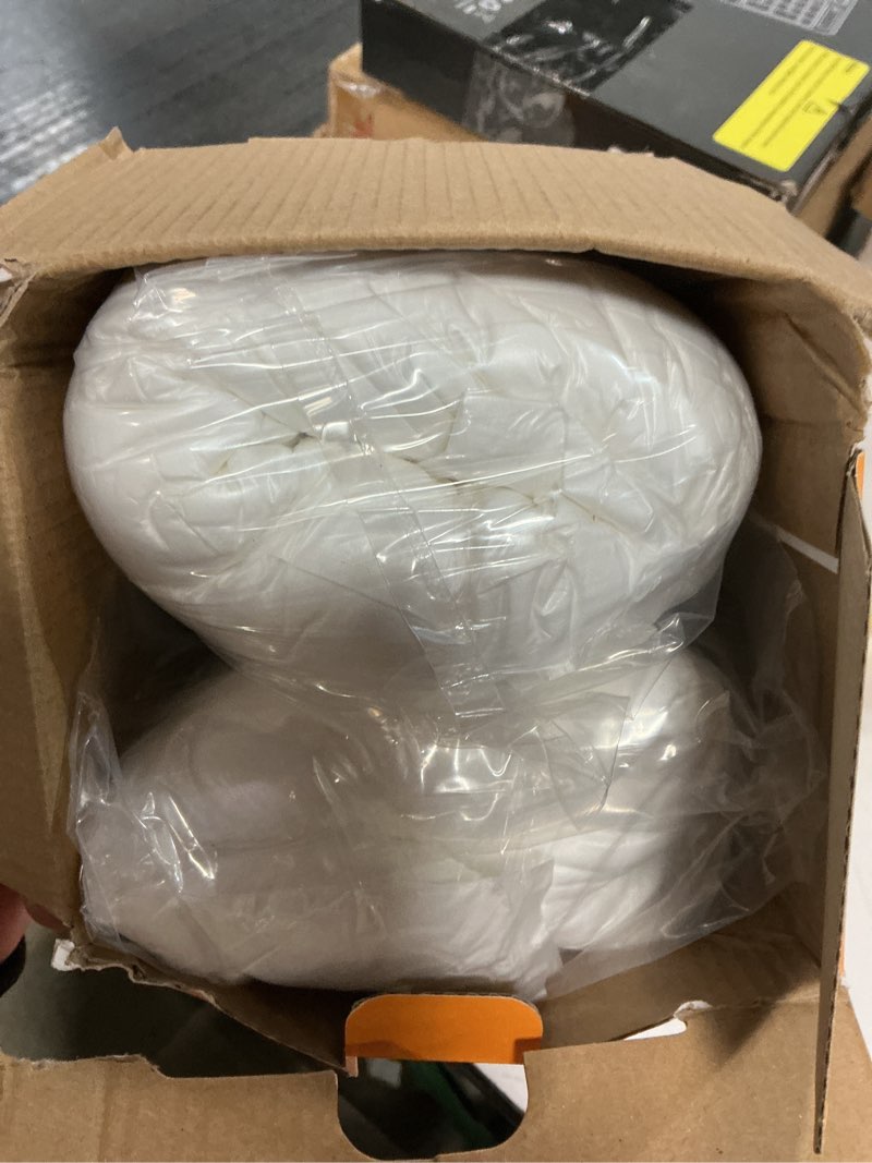 Condition photo showing New/Like New for artscope synthetic down pillow insert, 18x18 down alternative throw pillow insert. ultra soft fluffy sleeping pillow with 100% cotton cover, decorative pillows set of 2-white. white 18x18 inch (pack of 2)