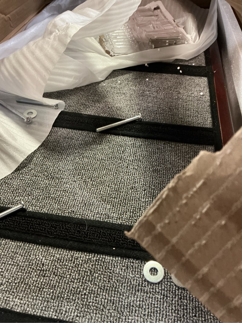 Condition photo showing As Is for Dog Ramp for Bed or Couch, Wooden Pet Ramp with 20° Gentle Slope, Removable Side Rails, Non-Slip Surface, Top Platform & Wheels, Safe Bed Ramp for Small, Medium & Senior Dogs, 74" Long, Mahogany