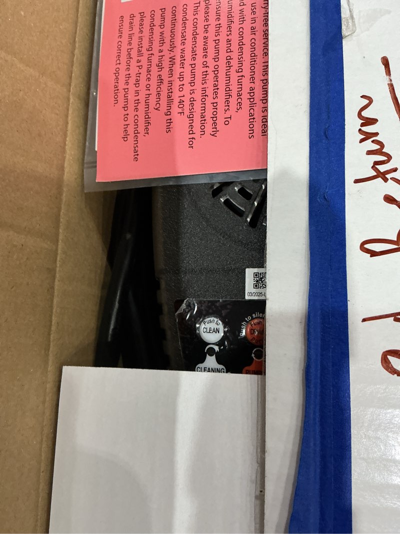 Condition photo showing As Is for (used)diversitech 120-volt thermoplastic condensate pump