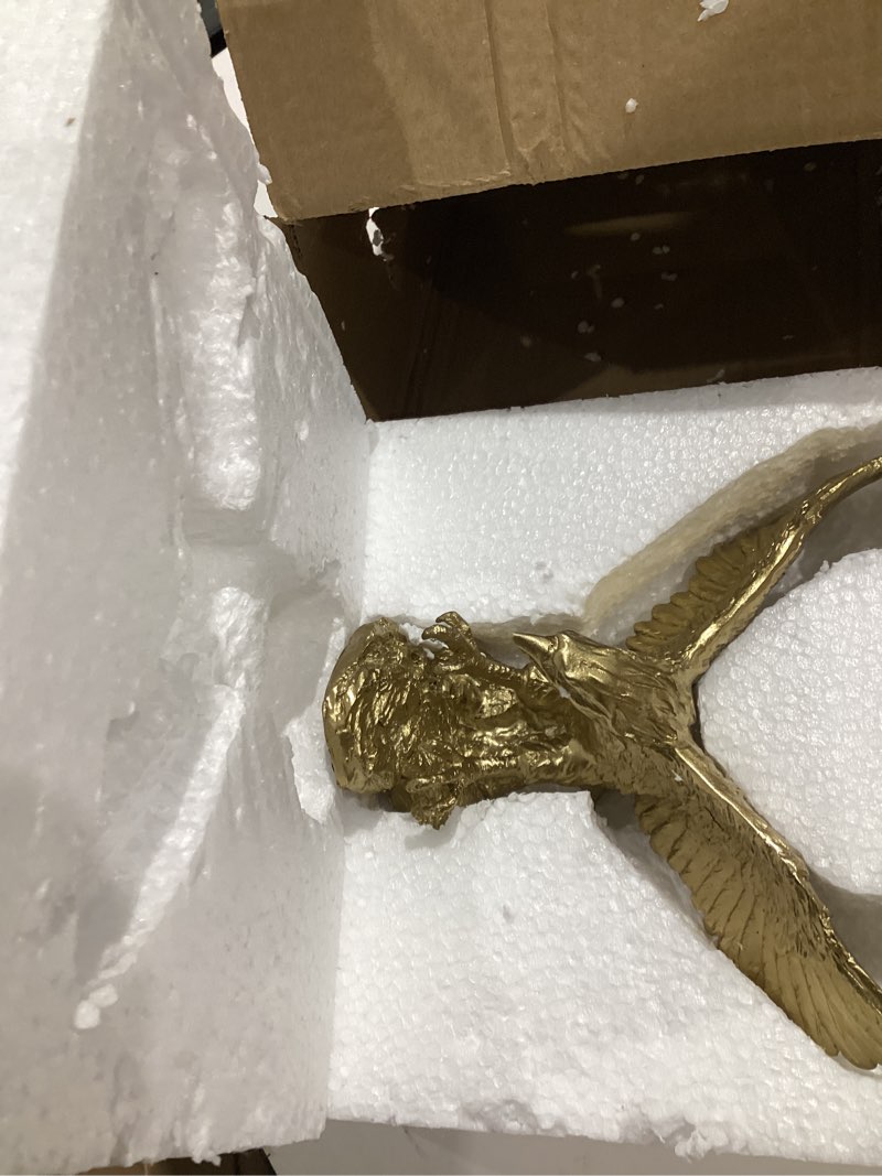Condition photo showing Good Condition for h&w golden eagle statue, flying wild bird eagle decorative bronze patina resin figurine?m? medium