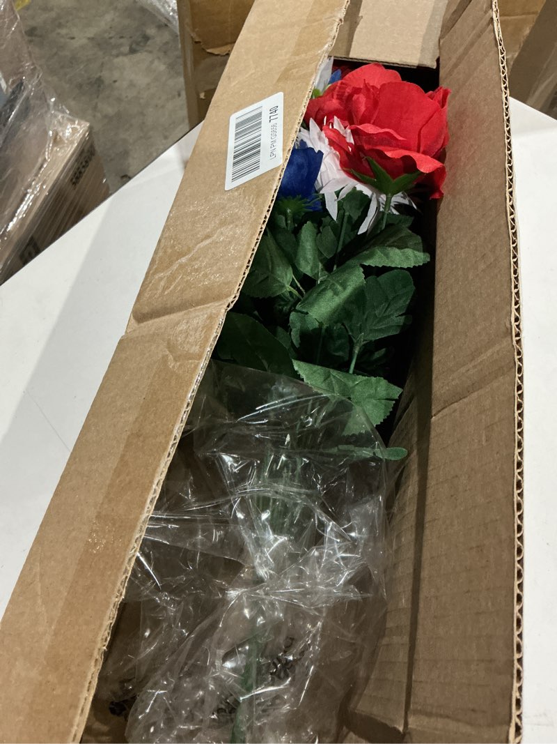 Condition photo showing Good Condition for admired by nature gpb4340-rd/wt/bl artificial full blooming flowers, medium, 1. abn_rd/wt/bl_daisy w/flag