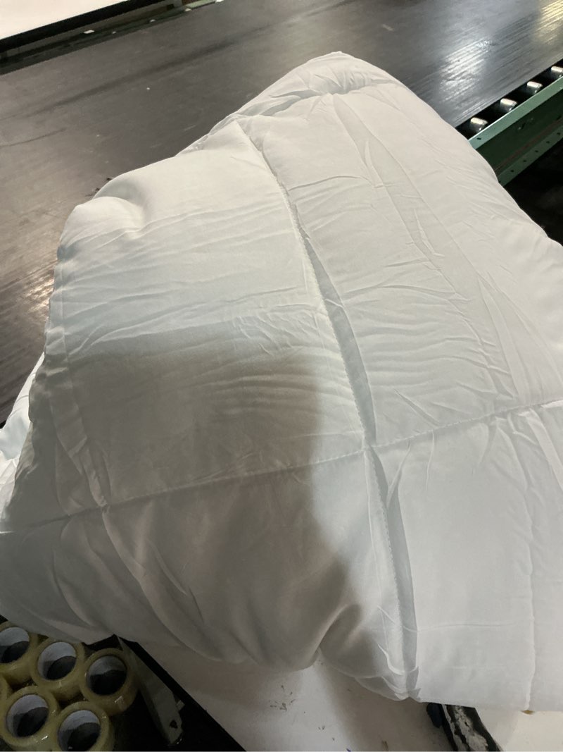 Condition photo showing As Is for ntbay queen comforter - down alternative comforter duvet insert, all season bedding quilted comforter with corner tabs, machine washable, soft comforter only, white white queen(90x90 inch) pack of 1