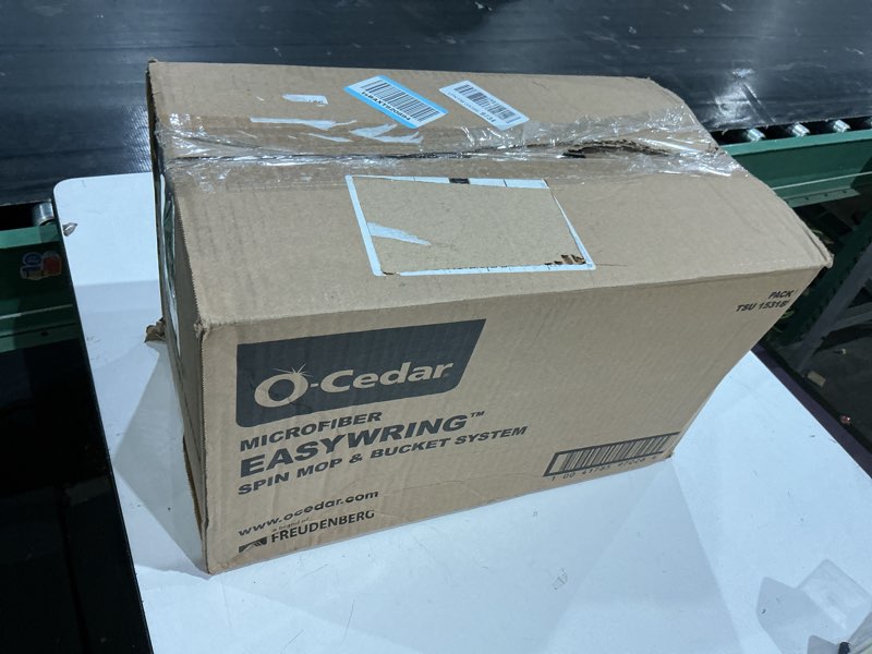 Condition photo showing As Is for o-cedar easywring microfiber spin mop, bucket floor cleaning system, red, gray, standard