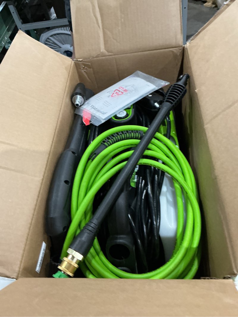 Condition photo showing As Is for greenworks 1900-psi 1.2-gpm cold water electric pressure washer with 4 spray tips