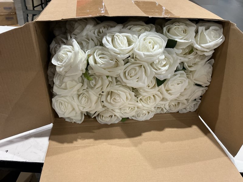 Condition photo showing Good Condition for zeyune 180 pcs artificial flowers bulk white, 120 white hydrangeas and 60 velvet roses faux flowers with stems for wedding centerpieces bouquets diy floral arrangements table party home decor