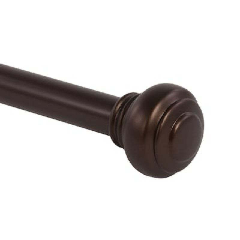allen + roth 72-in to 144-in Oil Rubbed Bronze Steel Single Curtain Rod with Finials