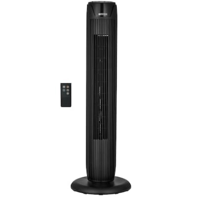 utilitech 36-in 120 -volt 3 -speed indoor black/matte oscillating tower fan with remoto