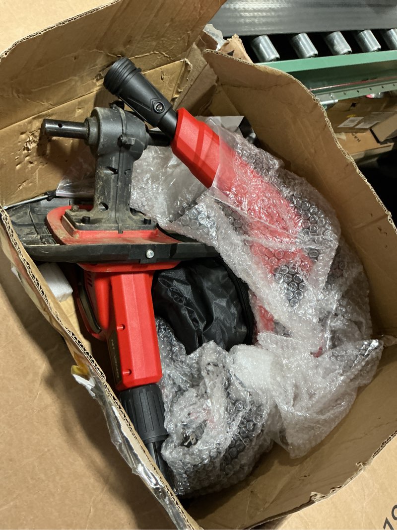 Condition photo showing As Is for cordless electric tiller for gardening, total 8000mah battery powered mini cultivator with 2×4.0ah batteries & charger, 9" width, 6.6" depth, 48 steel tines rototiller for soil cultivation