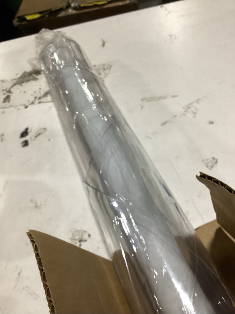 Condition photo showing As Is for 45 inch round clear table cover protector, 2mm thick round clear table protector for dining room table, waterproof round plastic vinyl table pad clear 2mm 45" (round)