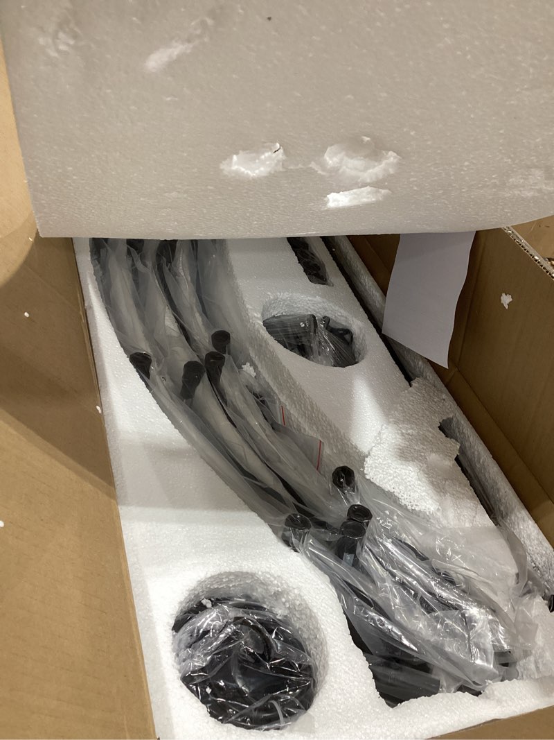 Condition photo showing Good Condition for Black Wagon Wheel Chandelier Farmhouse: 16-Light 43 Inch Large Chandeliers for High Ceilings, Round Matte Black Chandelier for Dinning Room, Kitchen Island, Living Room, Foyer, Entryway Black 43"/ 16-Light