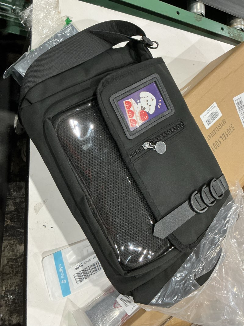 Condition photo showing Good Condition for black ita messenger bag for women, large capacity cute pin display crossbody bag, kawaii purse with bottle holder