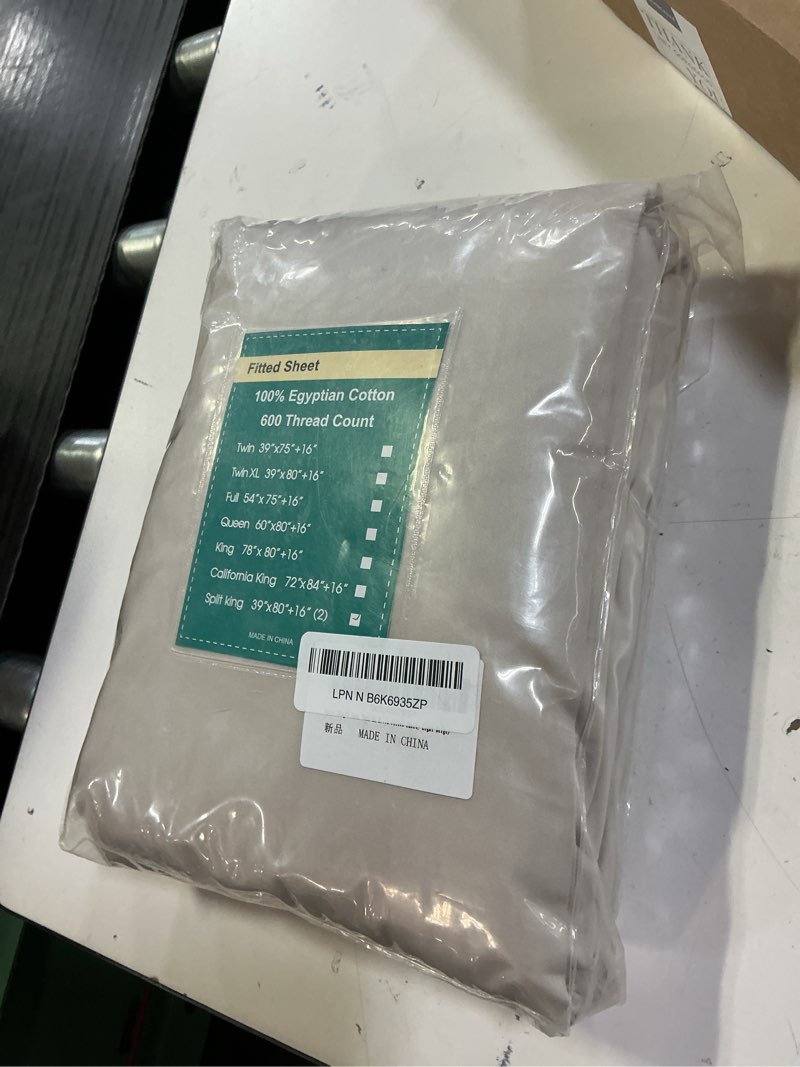 Condition photo showing Good Condition for split king/2 pack twin xl 100% egyptian cotton fitted sheets 600 thread count 16" deep pocket(split king/2 pack twin xl fitted sheet, light beige) solid-light beige 2-pack twinxl/split king