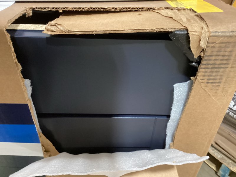 Condition photo showing As Is for project source dover 30-in navy blue single sink bathroom vanity with white cultured marble top