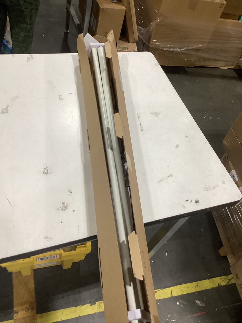 Condition photo showing As Is for kamanina 1 inch double curtain rod 36 to 72 inches (3-6 feet), white heavy duty curtain rods for windows, telescoping double drapery rods with end caps, fewer rods, faster setup ivory white 36-72"