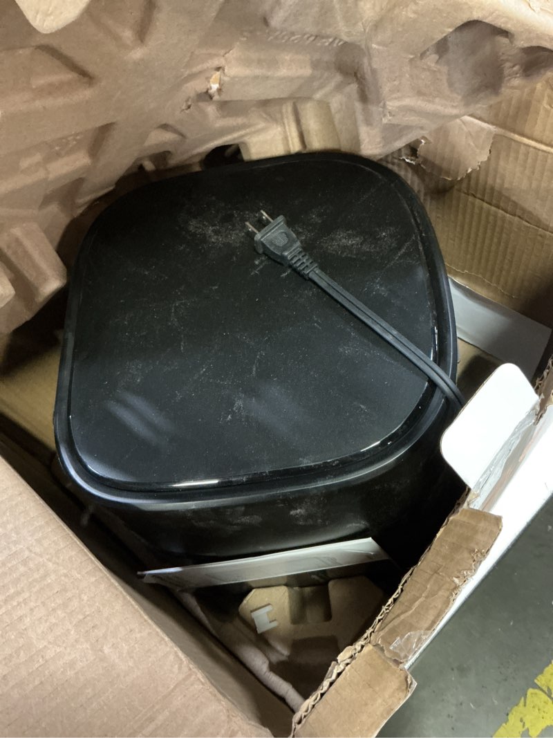 Condition photo showing As Is for chefman air fryer – 6 qt compact airfryer for quick & easy meals, features hi-fry technology for extra crisp, easy-view window, touch controls with 4 presets, nonstick & dishwasher safe basket - black black 6 quart - window