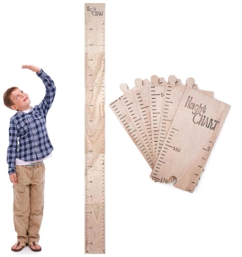 Qaestuan Children's Wooden Height Chart for Gluing, Jigsaw Design, Growth Record for Children, for Decoration for Children's Room, Christening Gifts (40-140 cm)