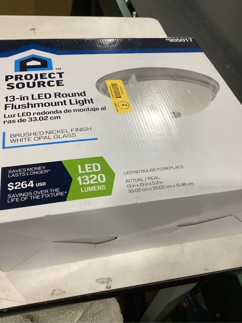 Condition photo showing Good Condition for Project Source 13-in Brushed Nickel Indoor 1 -Light LED Flush Mount Light with Frosted Glass