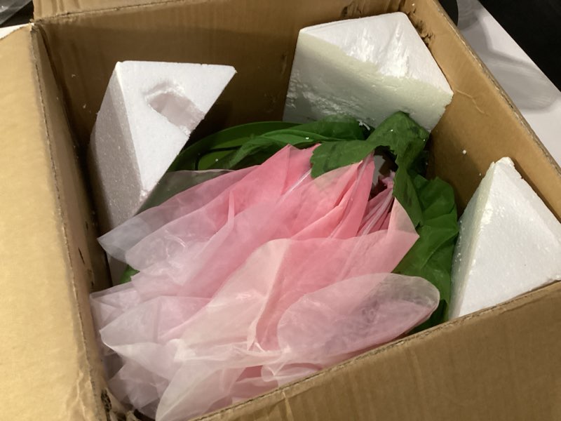 Condition photo showing As Is for wedding giant electric artificial flower: auto-open organza flower decorations with light - large floor stand blooming flower home decor - huge banquet for birthday party display (pink, 23.62 in) pink 23.62 in