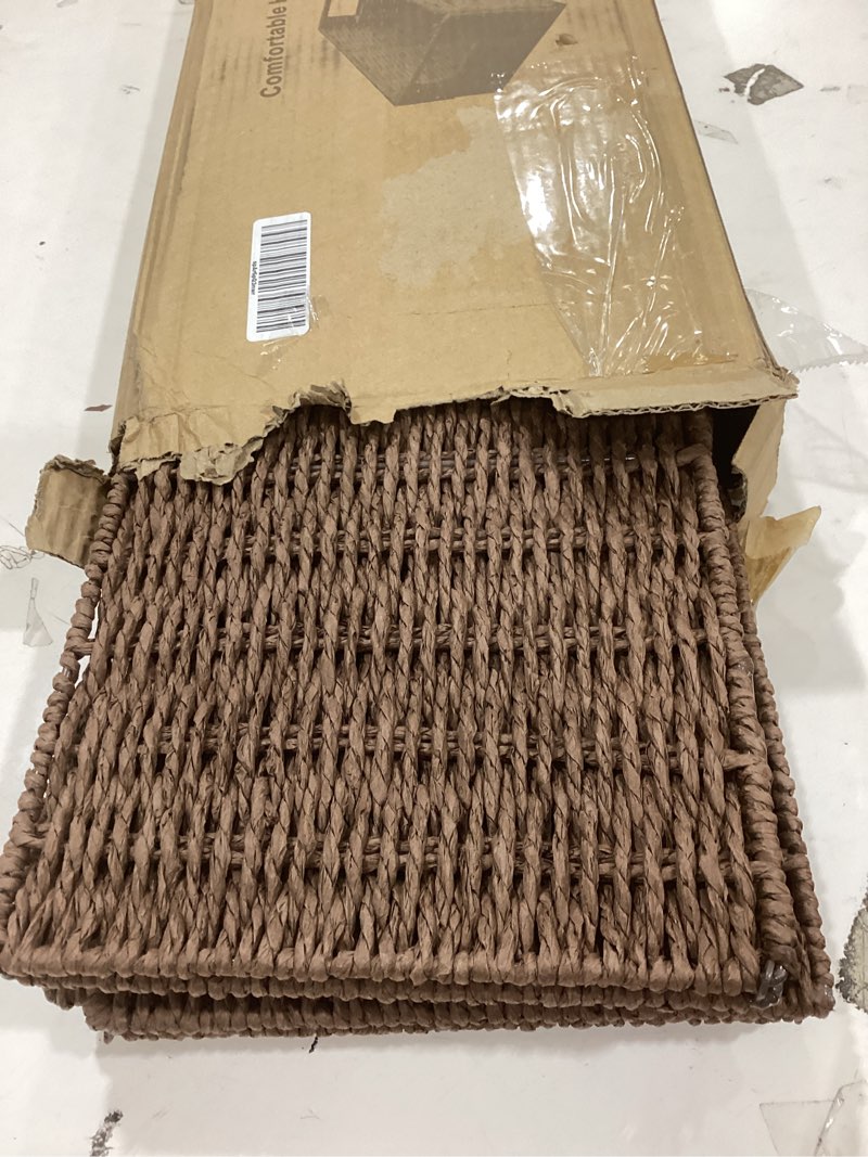 Condition photo showing Good Condition for vagusicc wicker storage basket, set of 2 hand-woven paper rope wicker basket, small storage baskets for organizing toilet paper, foldable large cube storage organizer baskets bin for shelves (brown) brown 15.2"d x 10"w x 8.6"h