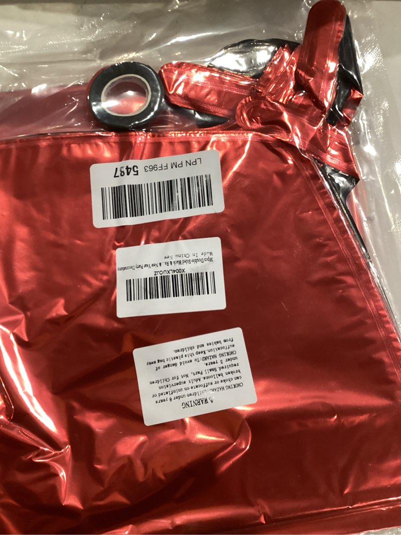 Condition photo showing Good Condition for 36pcs Red & Black Square Foil Balloons - Double-Sided Mylar Balloon Backdrop Kit for Birthdays, Graduation 2025, New Year, Photo Booth Decor (9.5ft x 9.5ft Checkered Wall/Tunnel) Black Red
