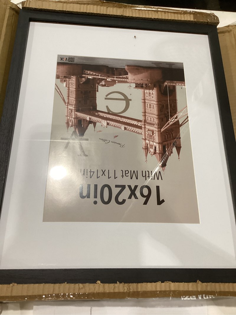Condition photo showing Good Condition for vck 16x20 picture frame 2 pack - black, high-end wood poster frames with tempered glass, display 11x14 photo with mat or 16x20 without mat, art gallery-quality, wall hanging, black black 16x20 2 pack