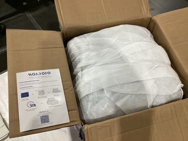 Condition photo showing New/Like New for MAXYOYO Folding Sofa Bed, Convertible Sleeper Chair with Pillow Foldable Mattress with Back Support, Portable Fold Out Chair Bed Comfy Floor Sofa Lounge for Living Room Bedroom, Dark Grey, Single Single Dark Grey