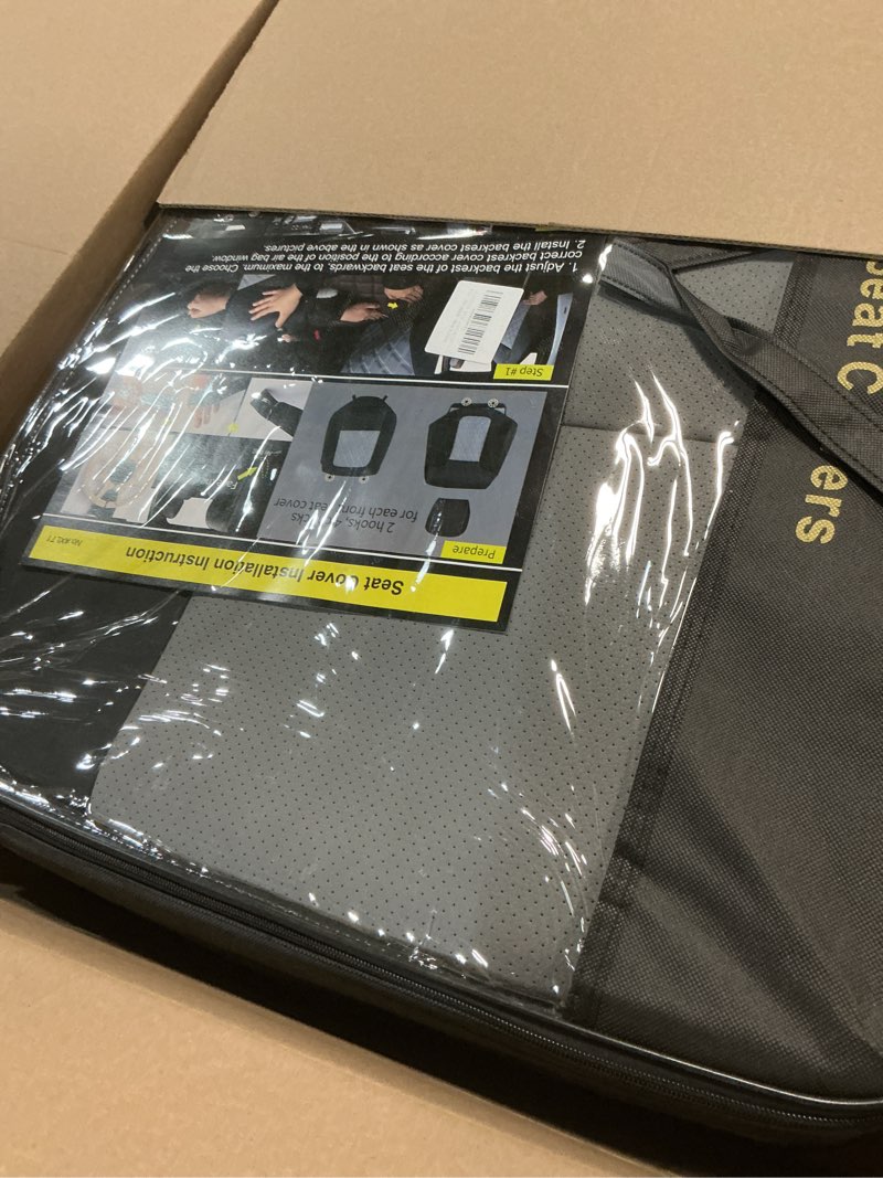 Condition photo showing Good Condition for Covertopia F150 Faux Leather Seat Covers, Custom fit 2015-2024 2025 Ford F150 SuperCrew, and 2017-2024 F250 F350 F450 Super Duty Crew Cab(Full Set, Black&Gray) Full Set Black&Gray