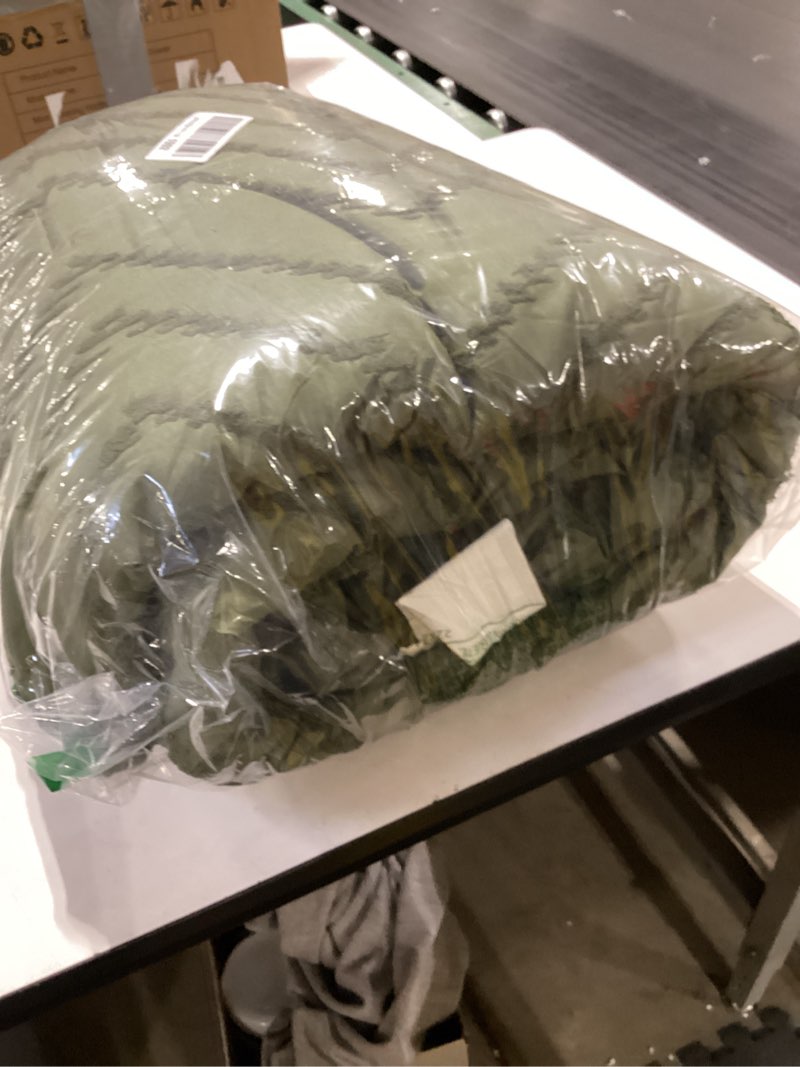Condition photo showing As Is for Andency Olive Green Comforter Set Full, Boho Soft Fluffy Warm Lightweight Bedding Comforter Sets for Full Bed, 3 Pieces Chevron Tufted Aesthetic Microfiber Lightweight Comforter Set 04 - Olive Green Full (79"x90")