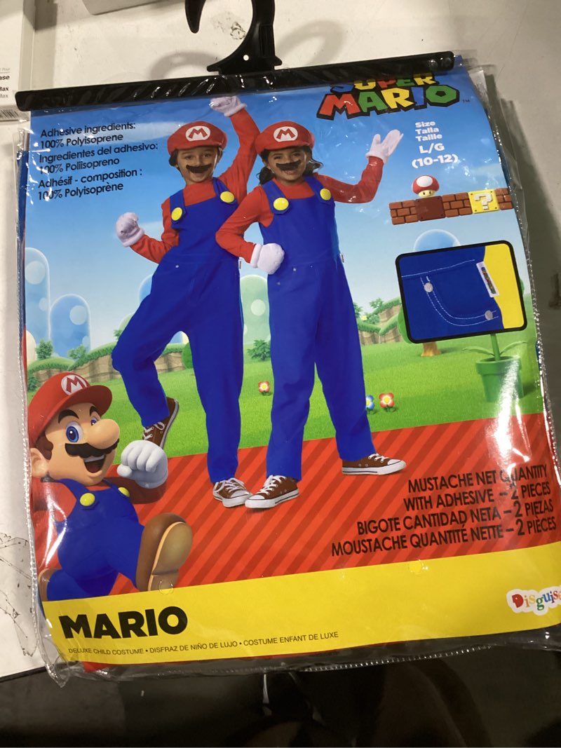 Condition photo showing Good Condition for Kids' Super Mario Bros Mario Elevated Halloween Costume Jumpsuit 10-12