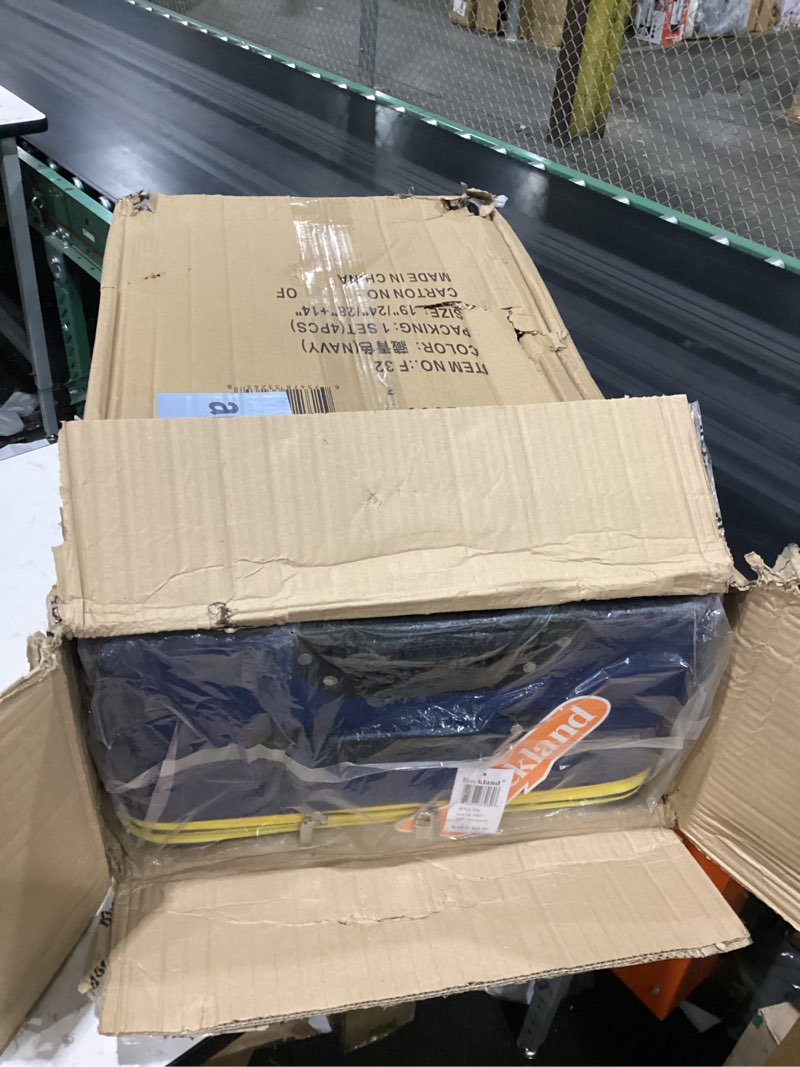 Condition photo showing Good Condition for rockland fashion softside 4 piece luggage set, expandable, (14" tote/19"/24"/28"), navy 4 piece (28"/24"/19"/14" tote) navy