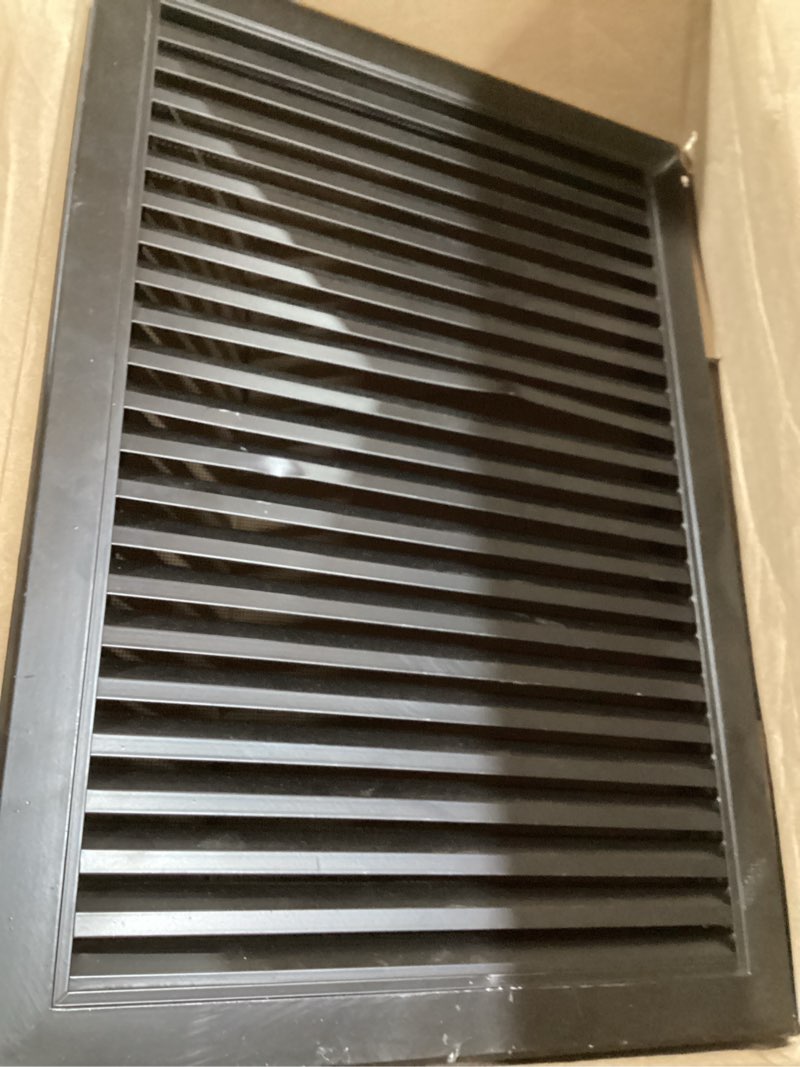 Condition photo showing As Is for 14" x 20" aluminum alloy gable vent - never rust, heat dissipation & condensation prevention, ideal for shed, attic, wall, door & shipping container - vent opening: 12" x 18" 12" x 18" vent opening black
