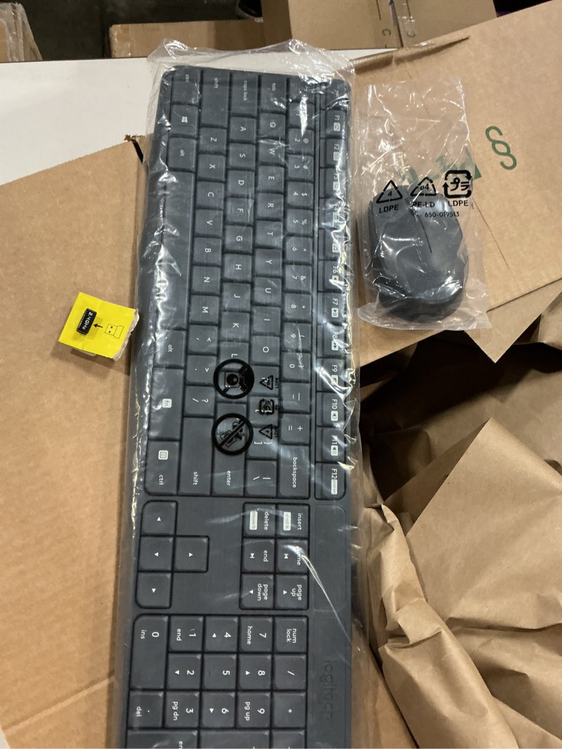 Condition photo showing Good Condition for logitech mk235 wireless keyboard and mouse combo for windows, 2.4 ghz wireless unifying usb receiver, 15 fn keys, long battery life, compatible with pc, laptop