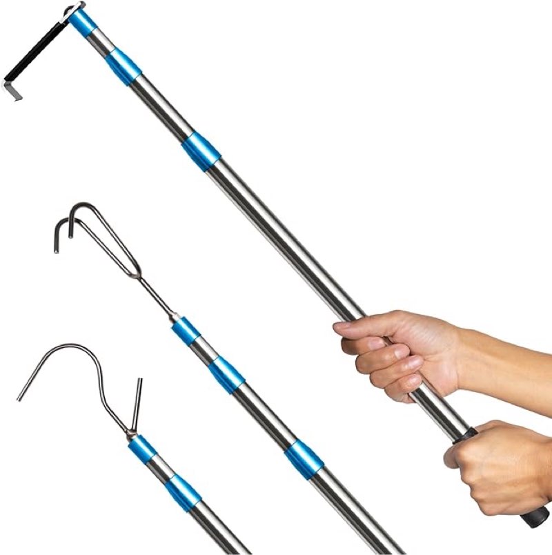 Truck Cargo Grabber - 6.3 Ft Heavy Duty Truck Accessories Telescoping Pole with 3 Hooks, Reach Retriever Tool for Pickup Trucks Bed, Accessories, and More (Blue) ( similar ) 