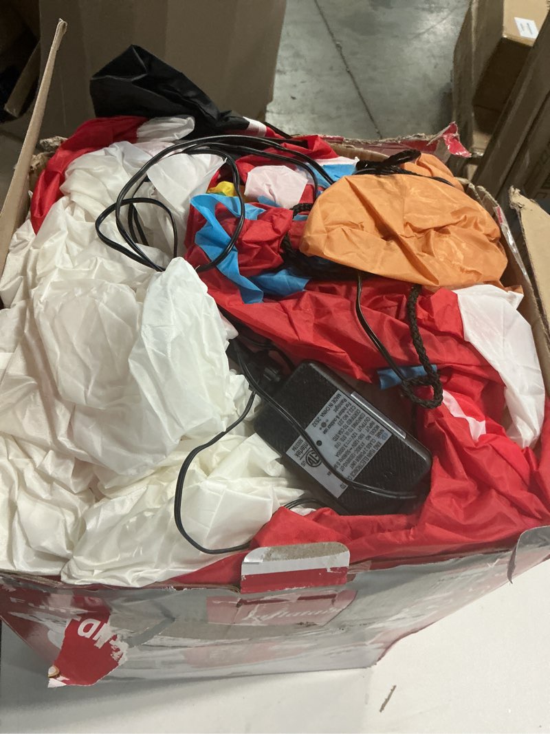 Condition photo showing As Is for 12FT Christmas Inflatable Outdoor Decoration, Huge Christmas Castle with Santa Snowman and Reindeer with Built-in LED Lights, Giant Blow Up House with Chimney for Xmas Decor Lawn, Yard, Party 12 FT House