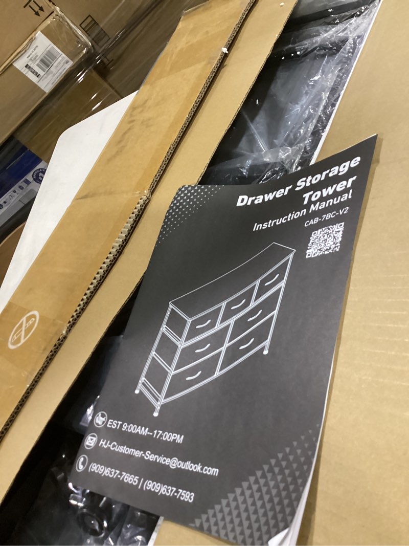 Condition photo showing As Is for (similar to )wlive 9-drawer dresser, fabric storage tower for bedroom, hallway, entryway, closet, tall chest organizer unit with fabric bins, steel frame, wood top, easy pull handle, dark grey a-dark grey