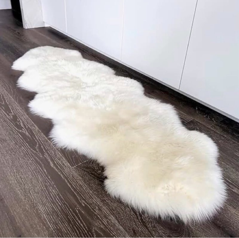 huahoo premium genuine sheepskin rug beige real australia sheepskin natural luxury fluffy lambskin fur area rug seat covers for kids bedroom sofa chair cover pets dogs mat double pelt/2' x 6' beige 2' x 6' (double pelt) beige