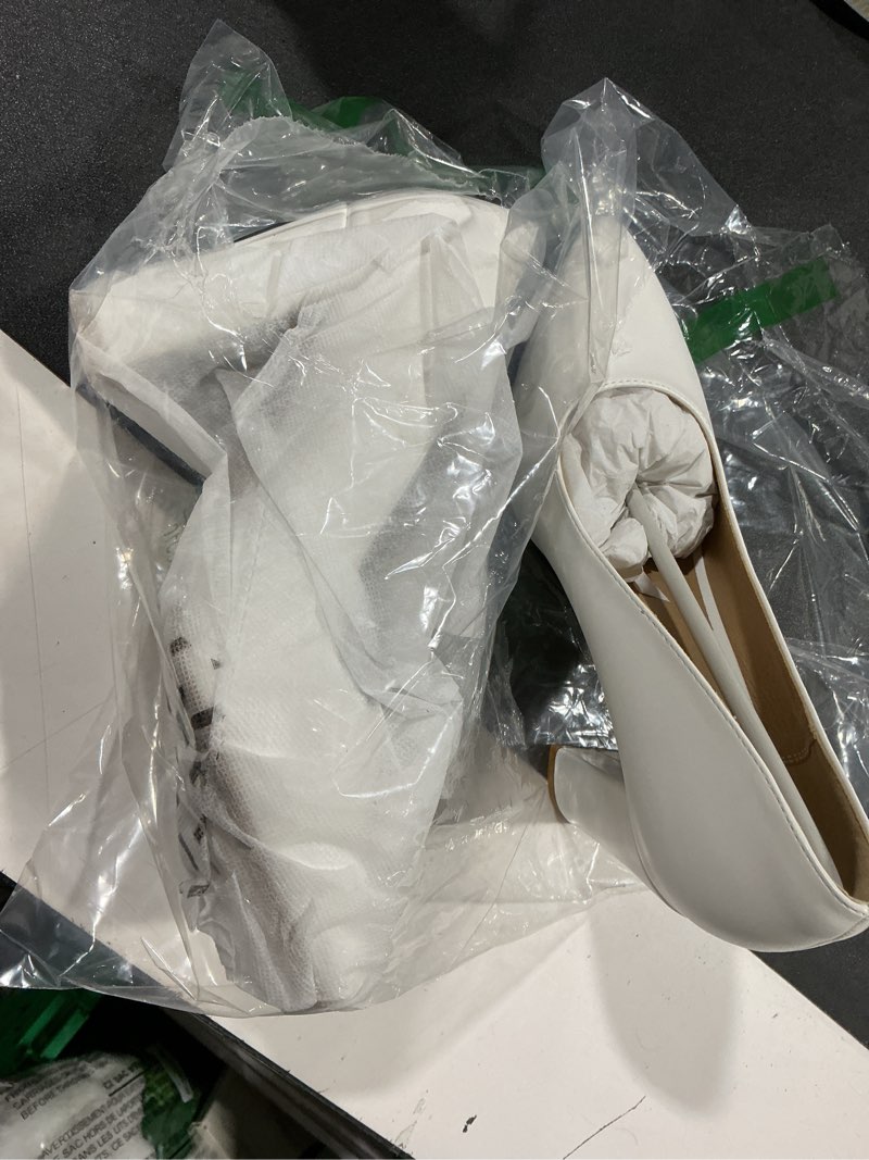 Condition photo showing Good Condition for idifu women's in4 chunky-hi block high heels closed pointed toe pumps dress office shoes for women 9.5 white pu