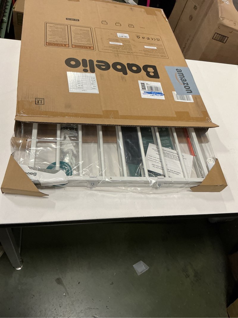 Condition photo showing New/Like New for Babelio Baby Gate for Stairs, Kitchen & Doorways, 26-43" W 28" H No Bottom Bar| Easy Installation| One-Handed Operation| Auto-Close| Hardware Mount (Drill Needed) Safety Dog/Pet Gate Indoor (White)