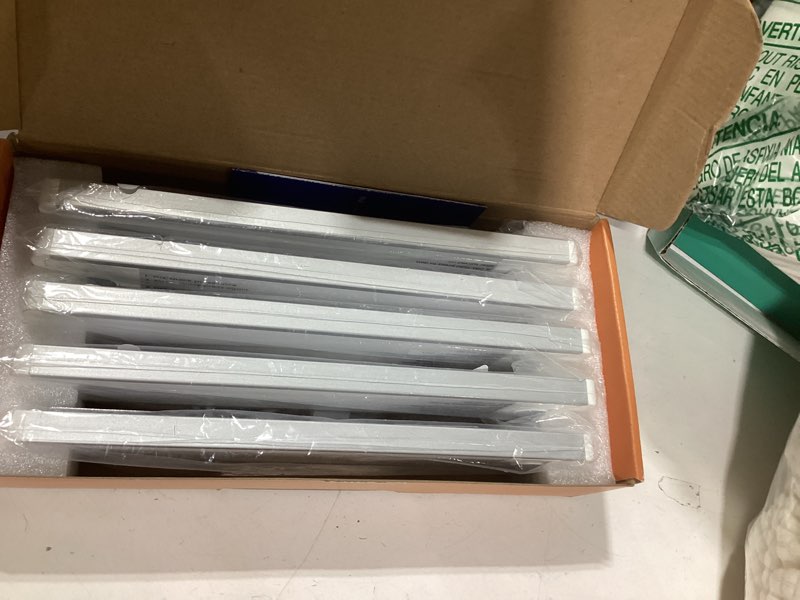 Condition photo showing Good Condition for Similar product not like stock photo 6 pack10inch Under Cabinet Lighting, 2 Pack Rechargeable Motion Sensor Light Indoor, 5 Levels Dimmable Magnetic Closet Lights, Wireless Under Counter Lights for Kitchen, Stairs White Light 10inch