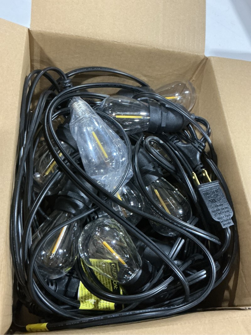 Condition photo showing Good Condition for addlon led outdoor string lights 48ft with edison vintage shatterproof bulbs and commercial grade weatherproof strand - etl listed decorative lights for patio garden black 48ft