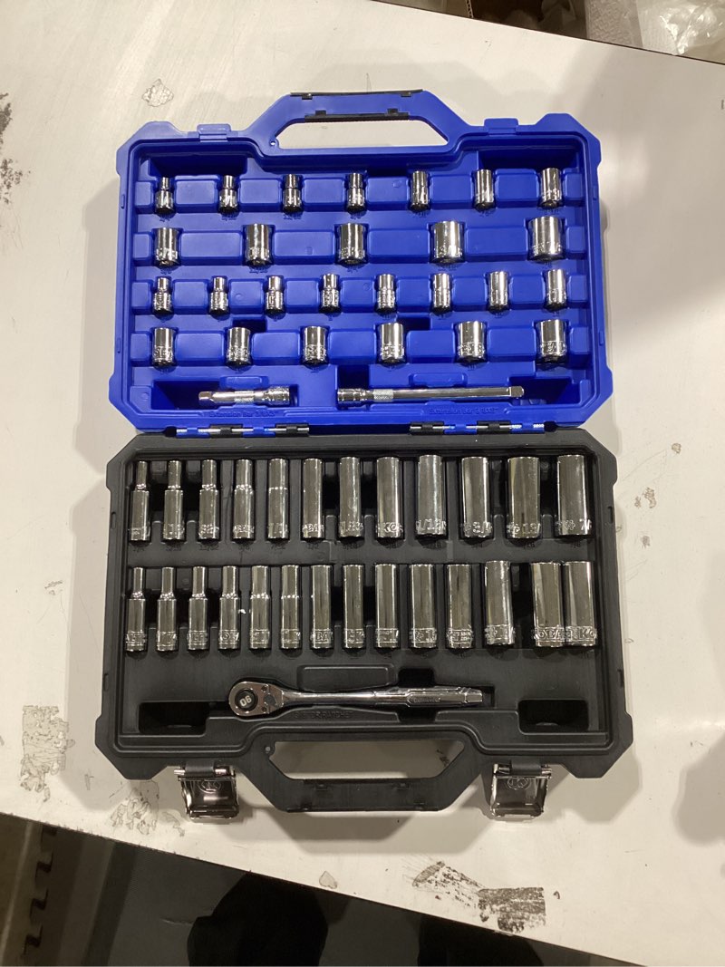 Condition photo showing As Is for Kobalt 55 -Piece Metric and standard (SAE) Mechanics Tool Set with Hard Case