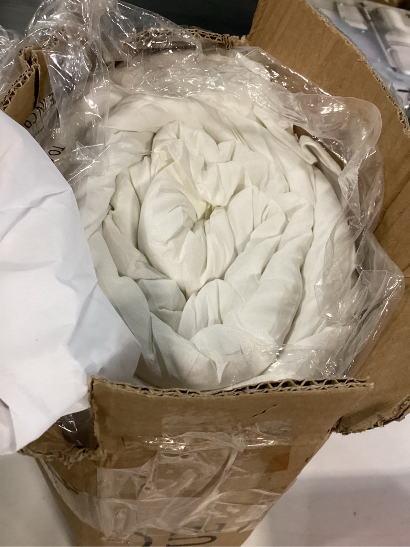 Condition photo showing Good Condition for jollyvogue white twin size comforter set, 2 pieces seersucker lightweight fluffy bedding set, twin ruffle comforter, all season soft microfiber shabby chic bed set 01 - white twin