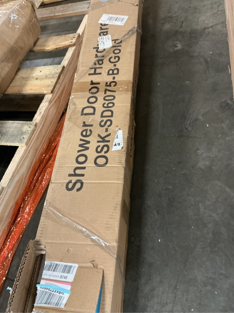 Condition photo showing As Is for (Incomplete only 1 box of 2 )jKurapika 56-60\" W x 75\" H Frameless Indoor Sliding Shower Door with 5/16\" Certified Clear Tempered G