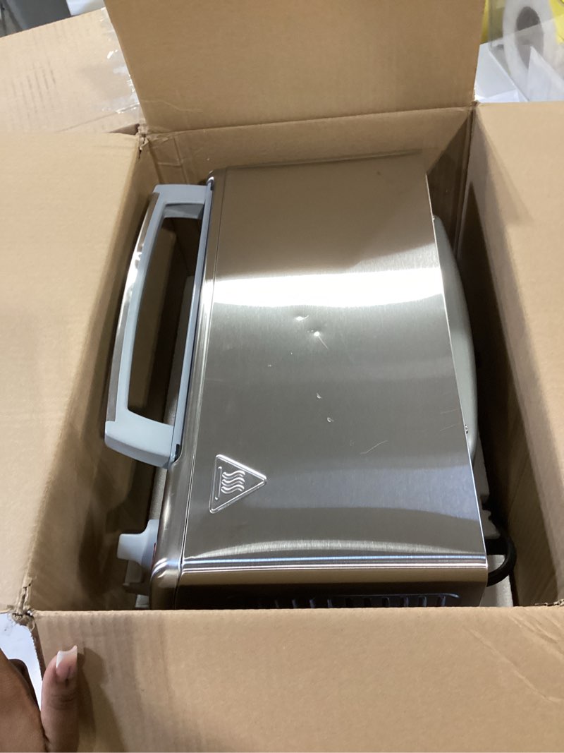 Condition photo showing As Is for black+decker 4-slice toaster oven with natural convection, stainless steel, to1760ss (to1760sst-1)
