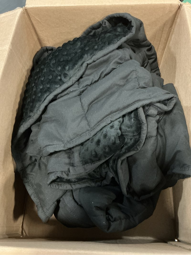 Condition photo showing As Is for Mr. Sandman Weighted Blanket for Adults, Heavy Blanket for Woman, Man Sleeping/Calm, Soft and Cozy Weighted Throw Blankets, Machine Washable, 60 x 80in, 15 lbs, Black 60 x 80 inches, 15lbs Black