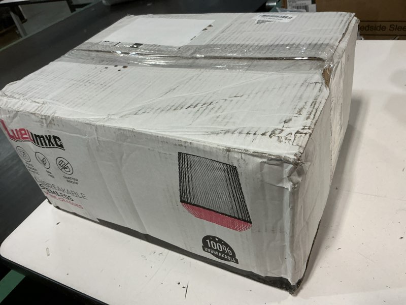 Condition photo showing New/Like New for 40 pack plastic ribbed wine glasses, 14oz origami disposable wine glasses unbreakable clear plastic cocktail glasses recyclable shatterproof reusable wine cups (14oz-blue-40pack)