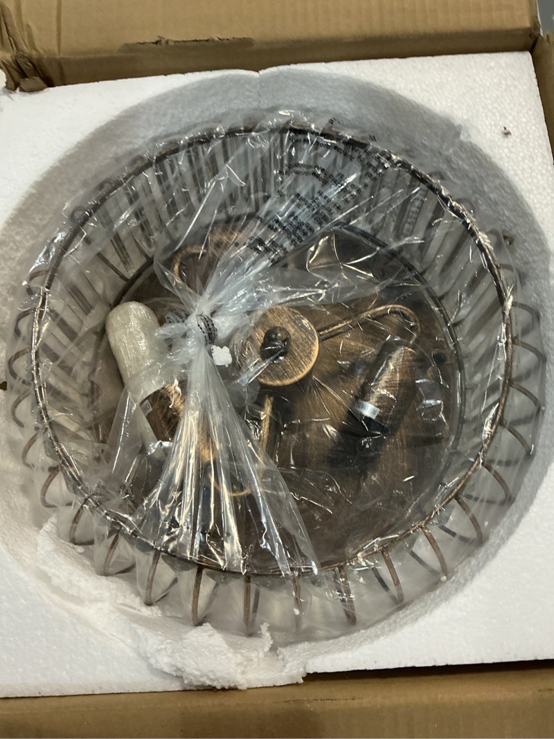 Condition photo showing Good Condition for yyjlx modern crystal ceiling light oil rubbed bronze flush mount ceiling light fixture 3 light ceiling chandelier for hallway bedroom bathroom foyer living room dining room kitchen. bronze large