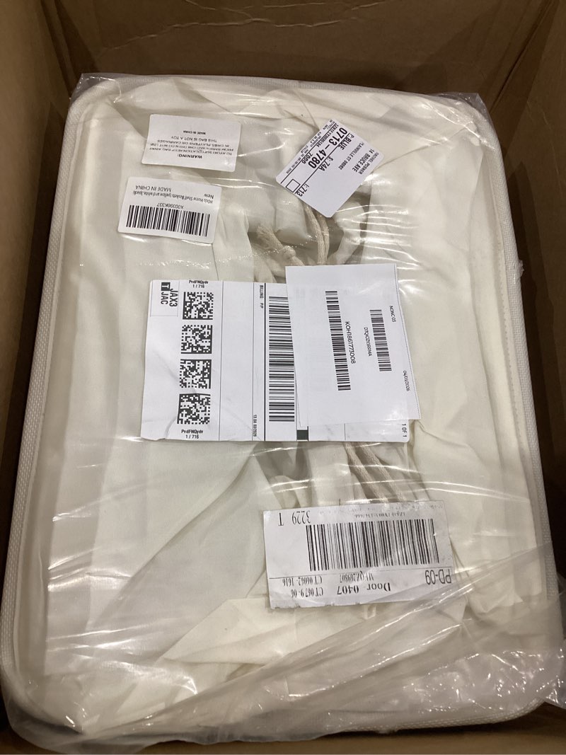 Condition photo showing Good Condition for hodo home 15.8×11.8×9.5 in/3pcs fabric storage bins with drawstring closure and 2 bold handles, collapsible large cubes canvas baskets for organizing shelf nursery home closet (white and yellow) white and yellow 15.8×11.8×9.5in/3-pack