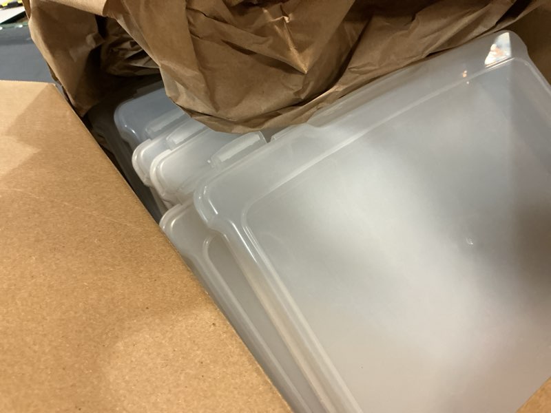 Condition photo showing Good Condition for IRIS USA Board Game Storage Craft Organizer Box with Snap-Tight Latch Lid, 10-Pack Portable Plastic Case Bin for Puzzles, Magazines, Hobbies, Art Supplies, Fits 8.5" x 11" & A4 Papers, Slim, Clear